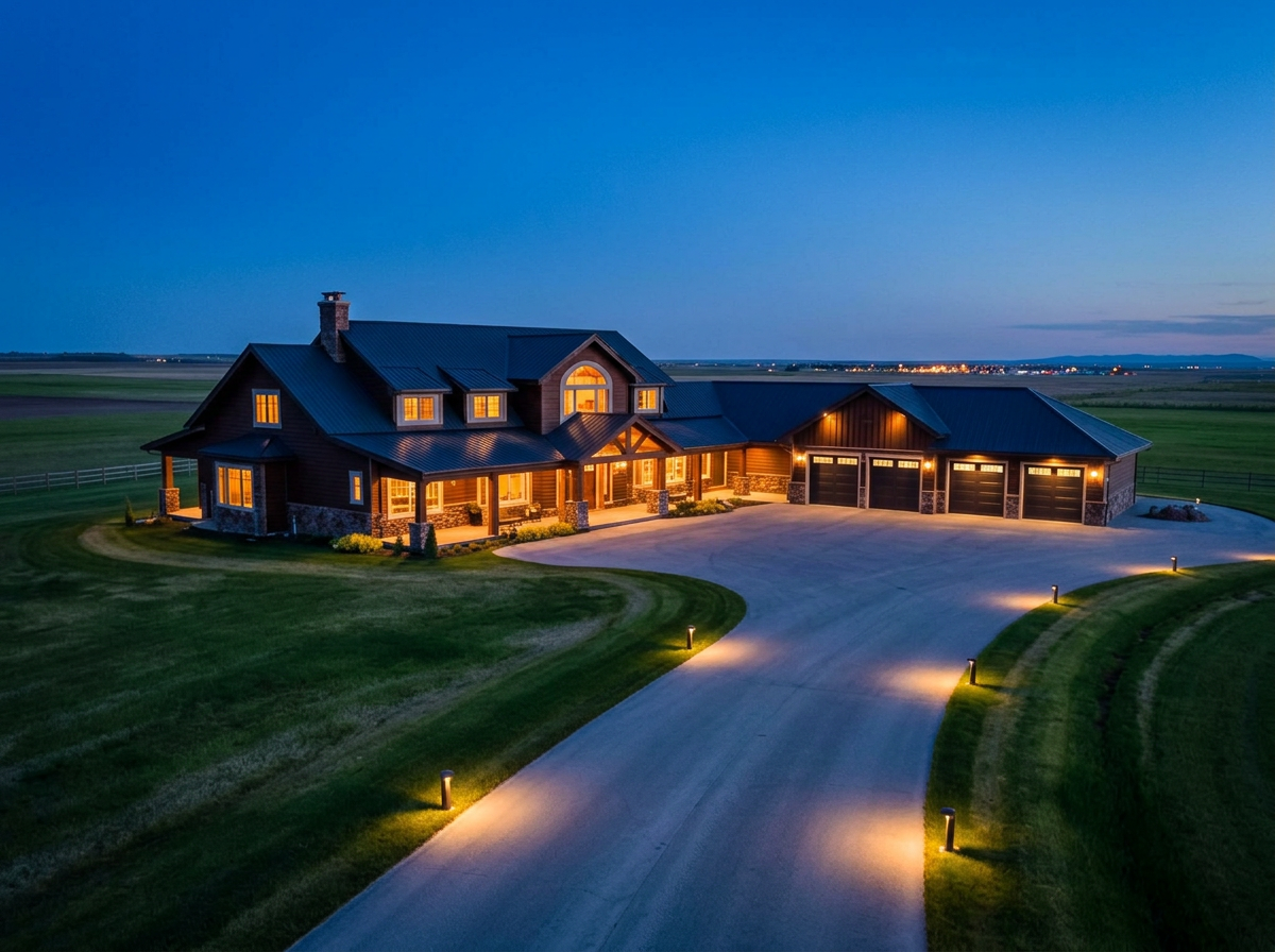 Acreages & rural evening lights example — enhanced