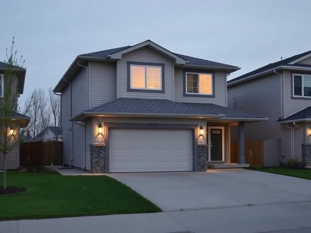 Detached houses evening lights example — original