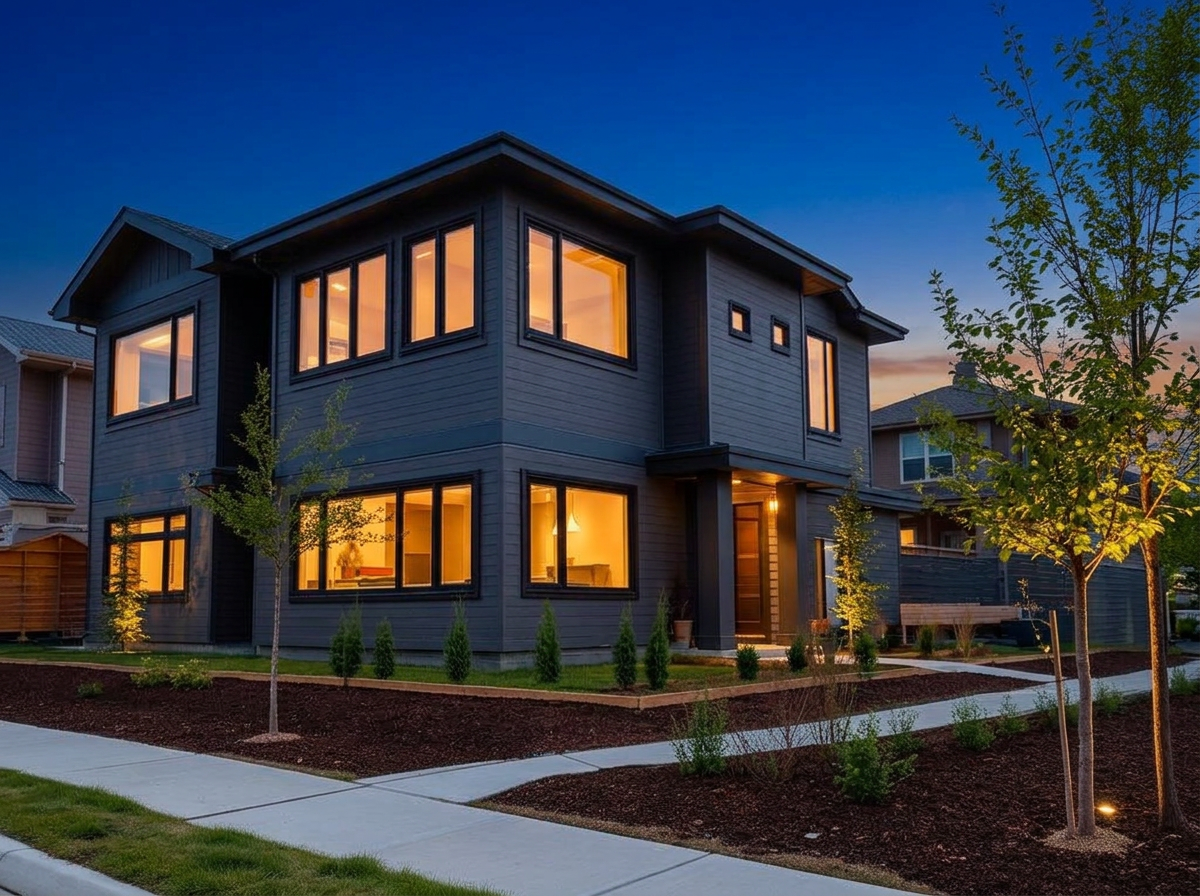 Pre-construction evening lights example — enhanced